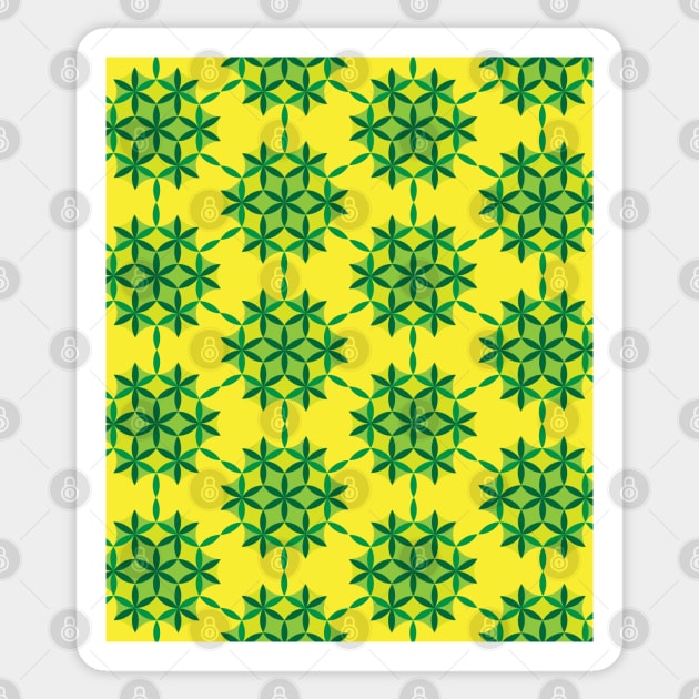 Green and Yellow Seed of life pattern Sticker by kallyfactory